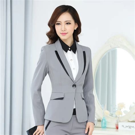 Autumn Formal Ladies Gray Blazer Women Winter Jackets 2015 Blaser