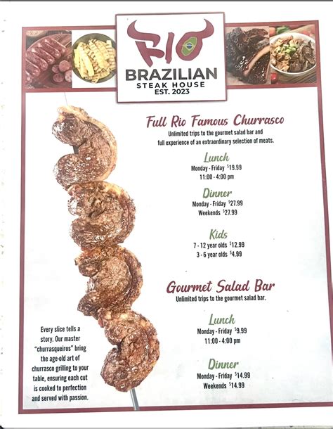 Rio Brazilian Steakhouse Menu