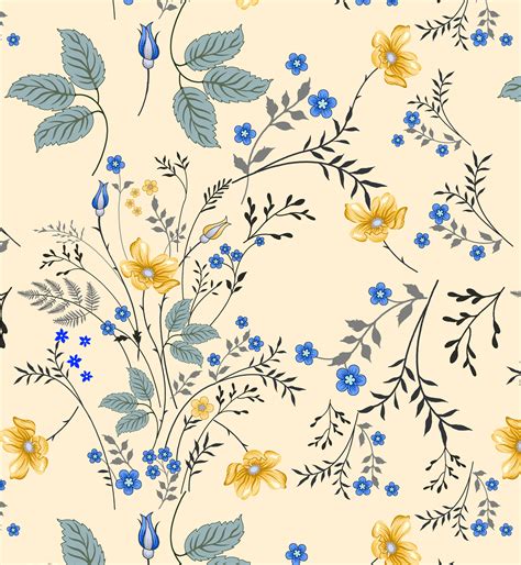 Blue and Yellow Floral Wallpaper