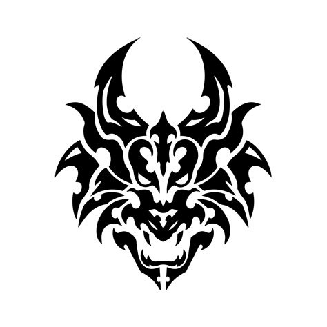 Tribal Dragon Head Logo Tattoo Design Stencil Vector Illustration