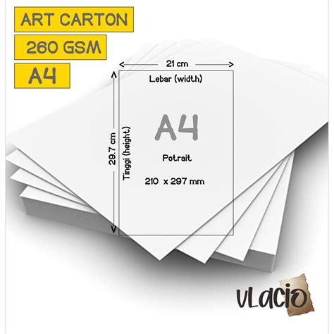 Jual A4 Vlacio Kertas Art Carton Karton Art Paper Tebal 260 Gsm