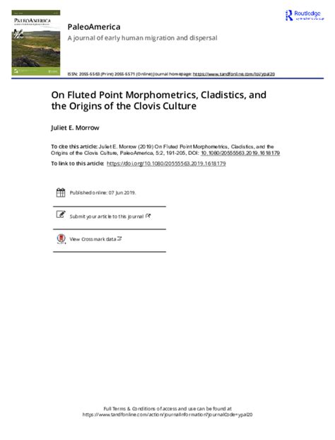 (PDF) On Fluted Point Morphometrics, Cladistics, and the Origins of the Clovis Culture