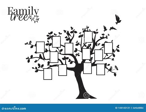 Family Tree Vector with Picture Frame, Wall Decals, Wall Decor, Flying ...