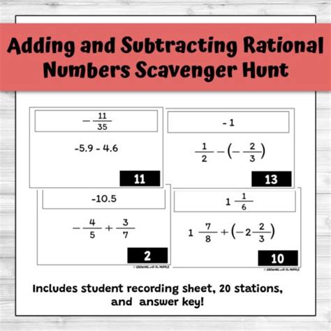 Adding And Subtracting Rational Numbers Scavenger Hunt Made By Teachers