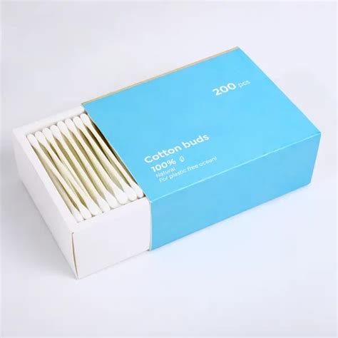 Biodegradable Paper Stick Cotton Swabs 200 Count In Paper Drawer Box