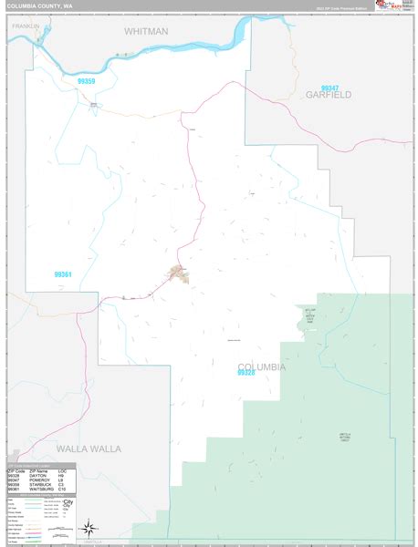 Columbia County, WA Map - Premium