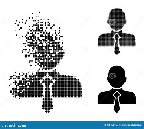 Shredded And Halftone Pixel Office Man Icon Stock Vector Illustration