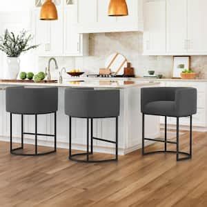 Lue Bona In Beige And Black Low Back Bar Stool With Metal Frame