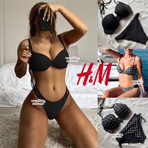 Jual ONE SET H M Bikini Bra Panty Lace Polka Plunge Super Pushup