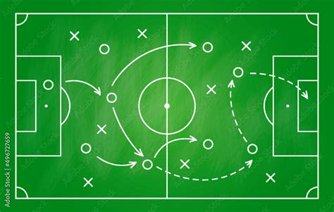 Vetor De Soccer Strategy Football Game Tactic Drawing On Chalkboard