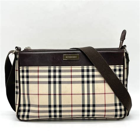 【やや傷や汚れあり】1円 良品 Burberry バーバリー ノバチェック ショルダーバッグ キャンバス レザー ベージュ ブラウン Sv金具