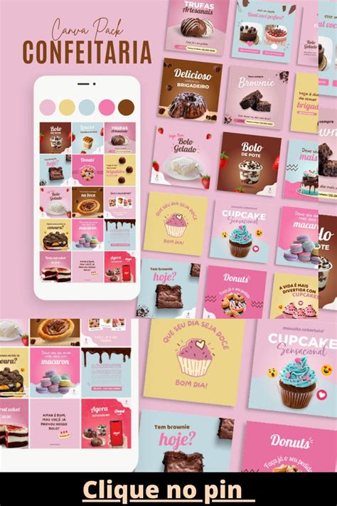 Canva Pack Confeitaria Social Media Design Food Poster Design Mixed