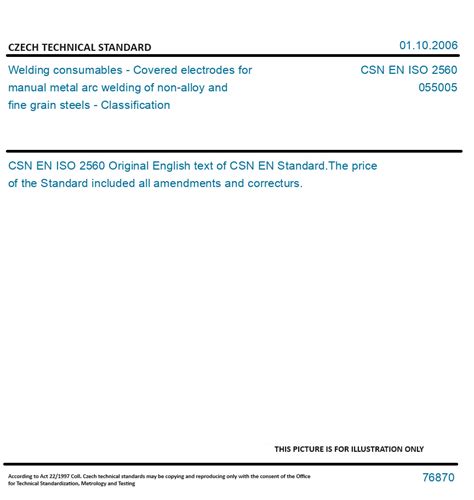 CSN EN ISO 2560 Welding Consumables Covered Electrodes For Manual