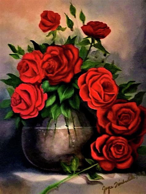 Vase Of Red Roses Painting by Joyce Timberlake - Fine Art America