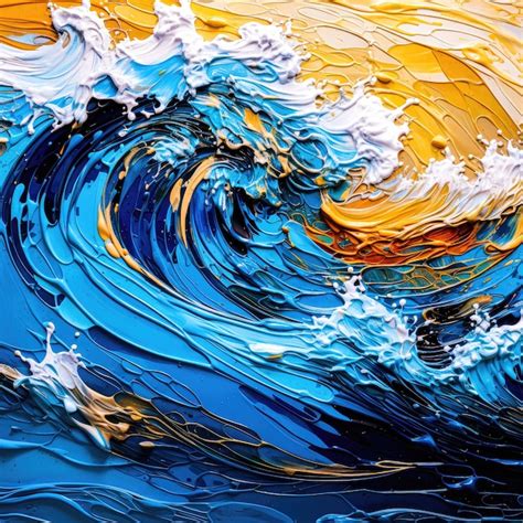 Premium AI Image | ocean water waves currents oil painting Rough texture colorful oil painting ...