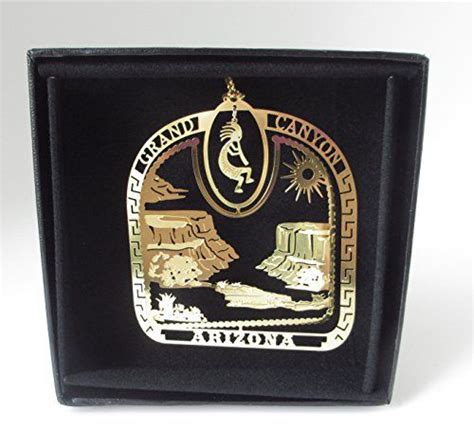 Grand Canyon Ornament Brass Souvenir Black Leatherette T Box