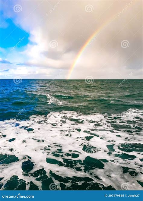rainbow  ocean  clearing storm stock image image
