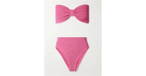 Hunza G Ruby Seersucker Bandeau Bikini In Pink Lyst
