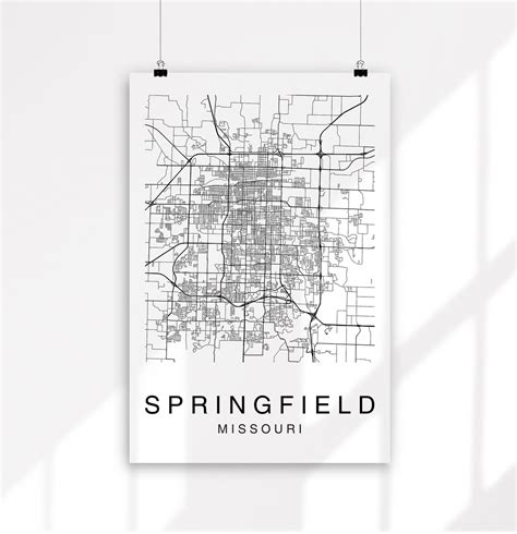 Springfield Map Springfield City Map Printable Map Map - Etsy