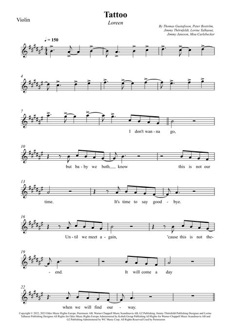 Tattoo Arr Wesley S SIlva By Loreen Sheet Music For Violin Solo At