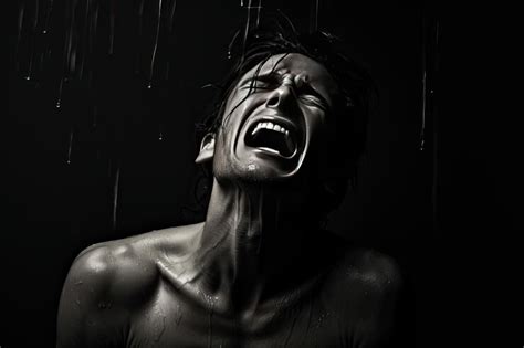 premium photo agony  black  white portrait   adult man