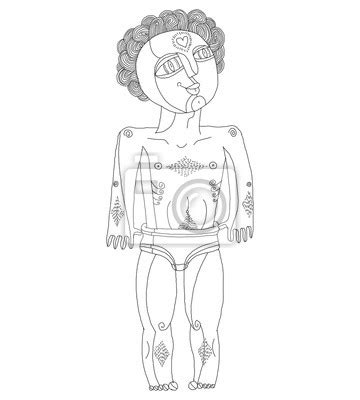 Vector Monochrome Illustration Of Nude Man Adam Concept Posters For The Wall Posters Vans