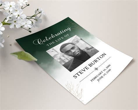 Editable Funeral Prayer Card Template Printable Memorial Etsy