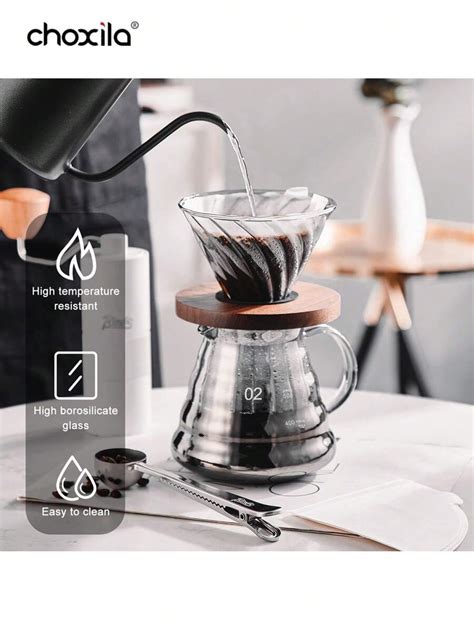 1 pièce Cafetière à verser de 600 ml avec filtre service à café en