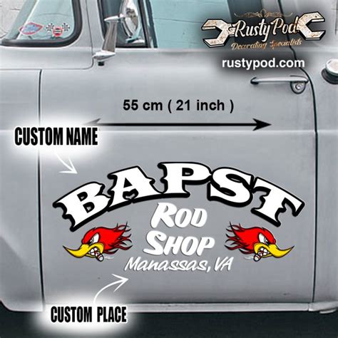 Personalized Hot Rod Bird Lettering Garage Lettering Door Art Pinstriping Vinyl Sticker