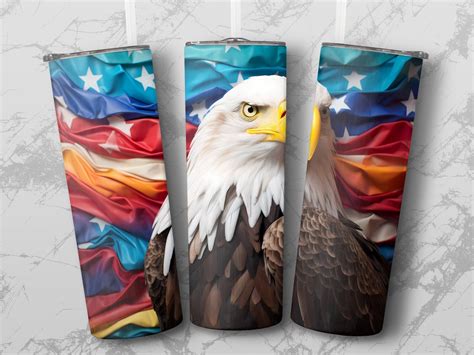 3D American Flag Eagle Tumbler Wrap Patriotic Flag 20 Oz Tumbler