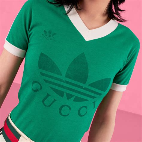 Adidas X Gucci V Neck T Shirt In Green Gucci® Canada