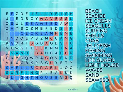 Seaside Word Search Wordsearch