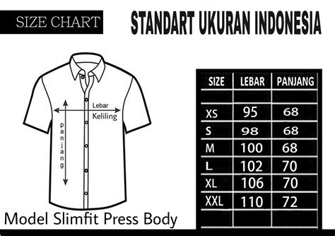 Ukuran Standar Kemeja