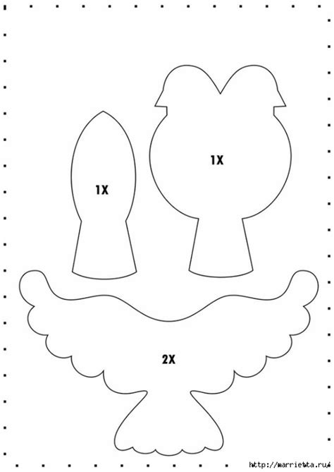 Роскошный голубь из фетра. Шаблон