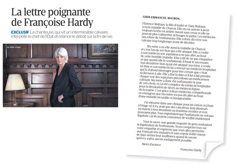 Nous comptons sur votre empathie la lettre de Françoise Hardy à