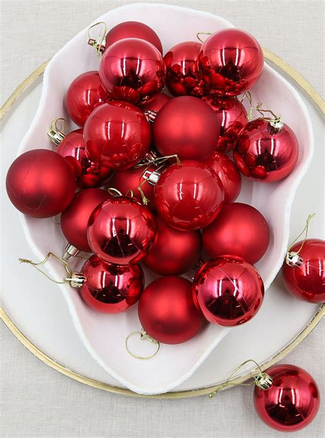 Red 60mm Christmas Baubles Shiny Pearl Matt Amazing Christmas