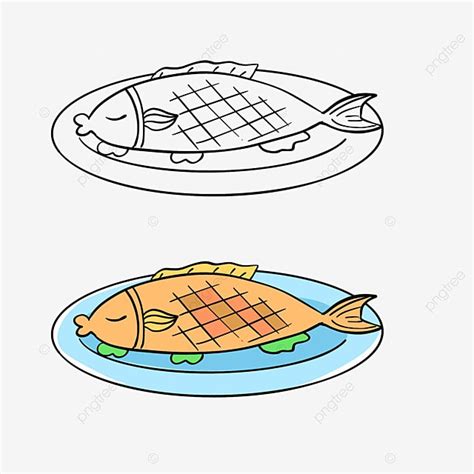 Hand Drawn Fish Png Image Original Hand Drawn Cartoon Coloring Simple