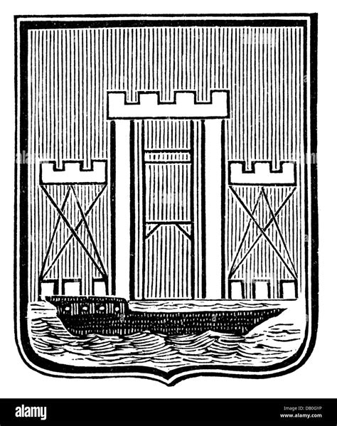 Heraldik Wappen Litauen Stadtwappen Klaipeda Holzstich 1893