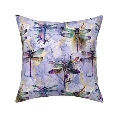 Dragonflies On Periwinkle Blue And Gold Fabric Spoonflower