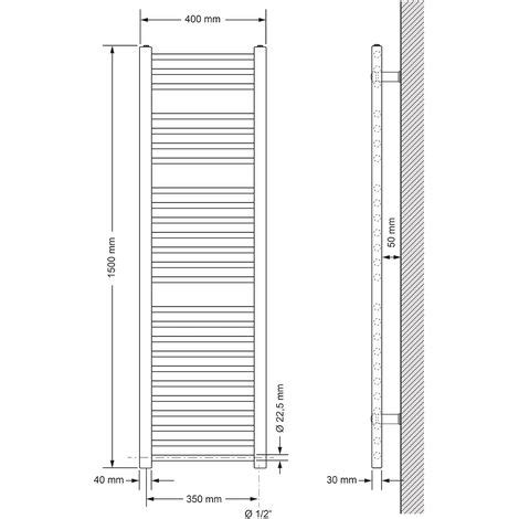 Ecd Germany Sahara Radiador De Ba O X Mm Cromo Recto Con