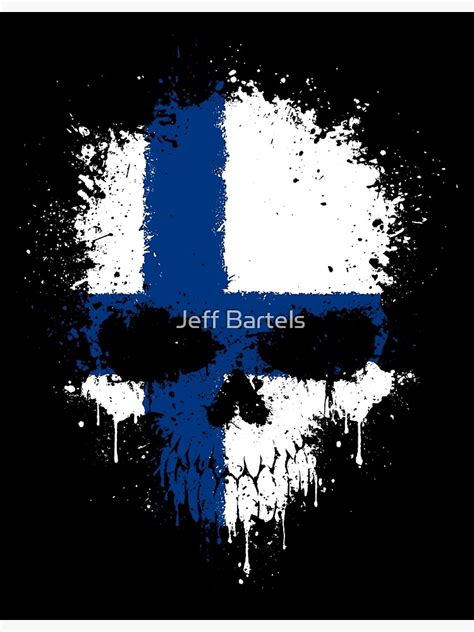 Chaotic Finnish Flag Splatter Skull Poster For Sale By Jeffbartels