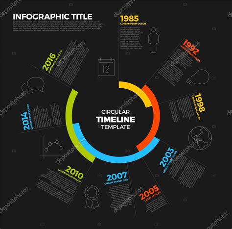 Plantilla de informe de línea de tiempo circular infografía vector