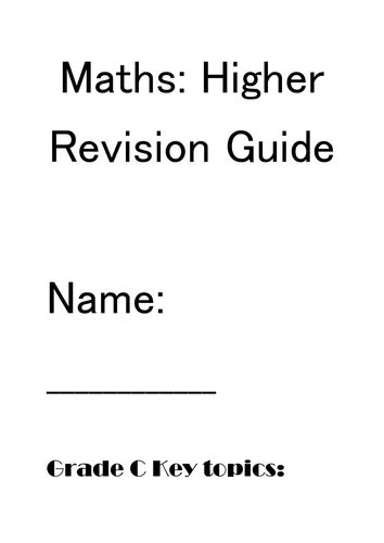 Maths Gcse Higher Revision Booklet Part 1 Teaching Resources