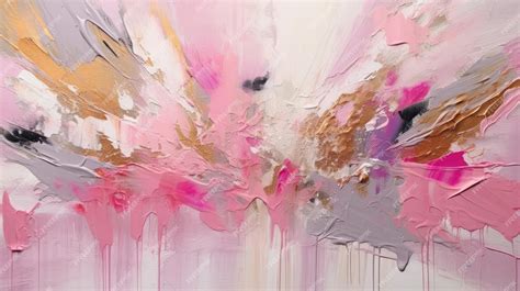 Premium Ai Image Abstract Pink Painting With Yellow And White Accents