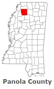 Panola County on the map of Mississippi 2024. Cities, roads, borders and directions in Panola ...