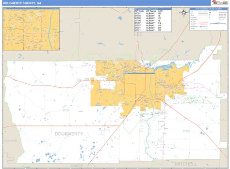 Dougherty County, Georgia Zip Code Wall Map | Maps.com.com