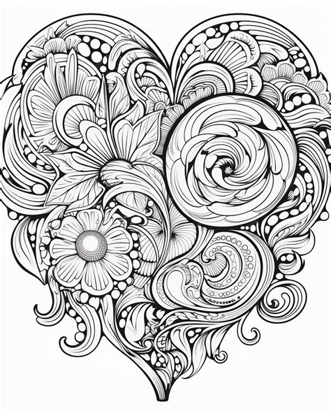 Premium Photo Heart Coloring Page For Adults Stock Illustration