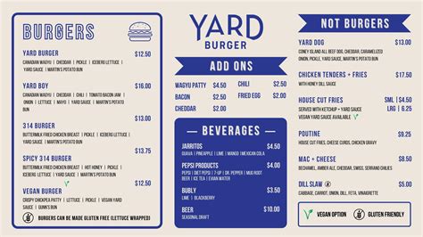 Menu - Yard Burger