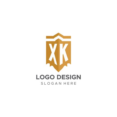 Monogram XK Logo With Shield Geometric Shape Elegant Luxury Initial