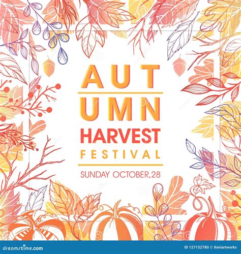 Autumn Harvest Festival Poster Stock Illustration - Illustration of ...